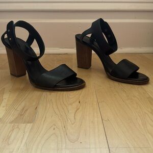 COS leather block ankle strap heels size 9